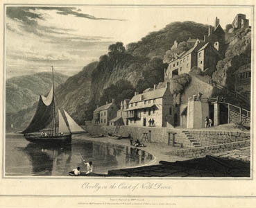 Etching of Clovelly Harbour
