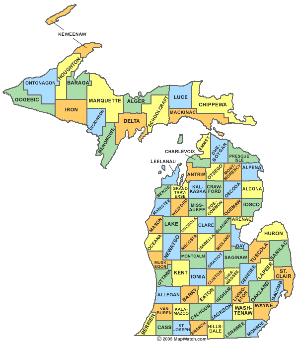 Map of Michigan Counties