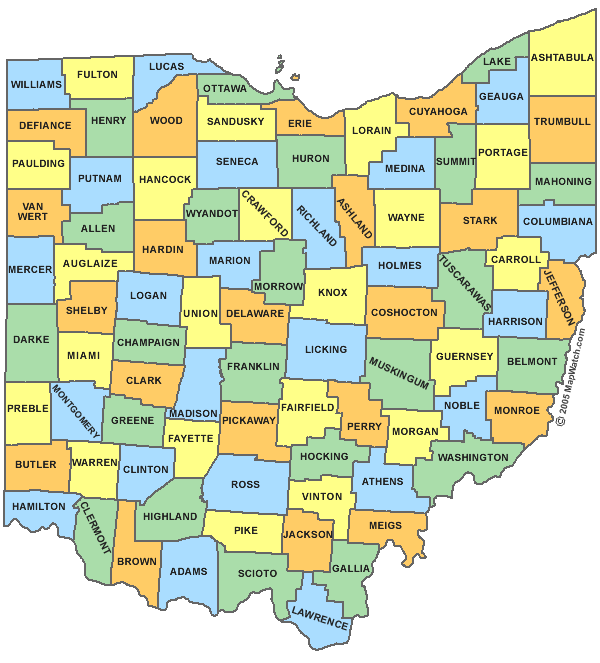 Map of Ohio Counties