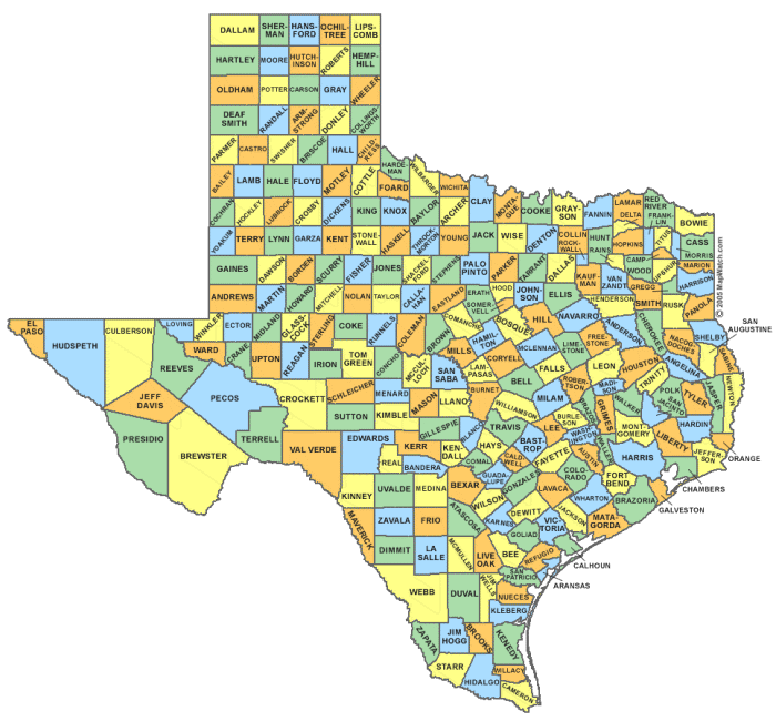 Map of Texas Counties 